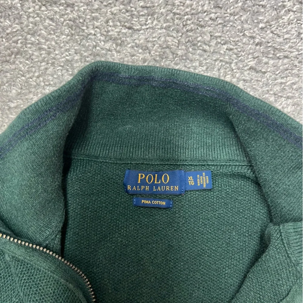 Polo Ralph Lauren Sweater Mens Extra large Green Pima Pique Knit Quarter Zip - Picture 5 of 7